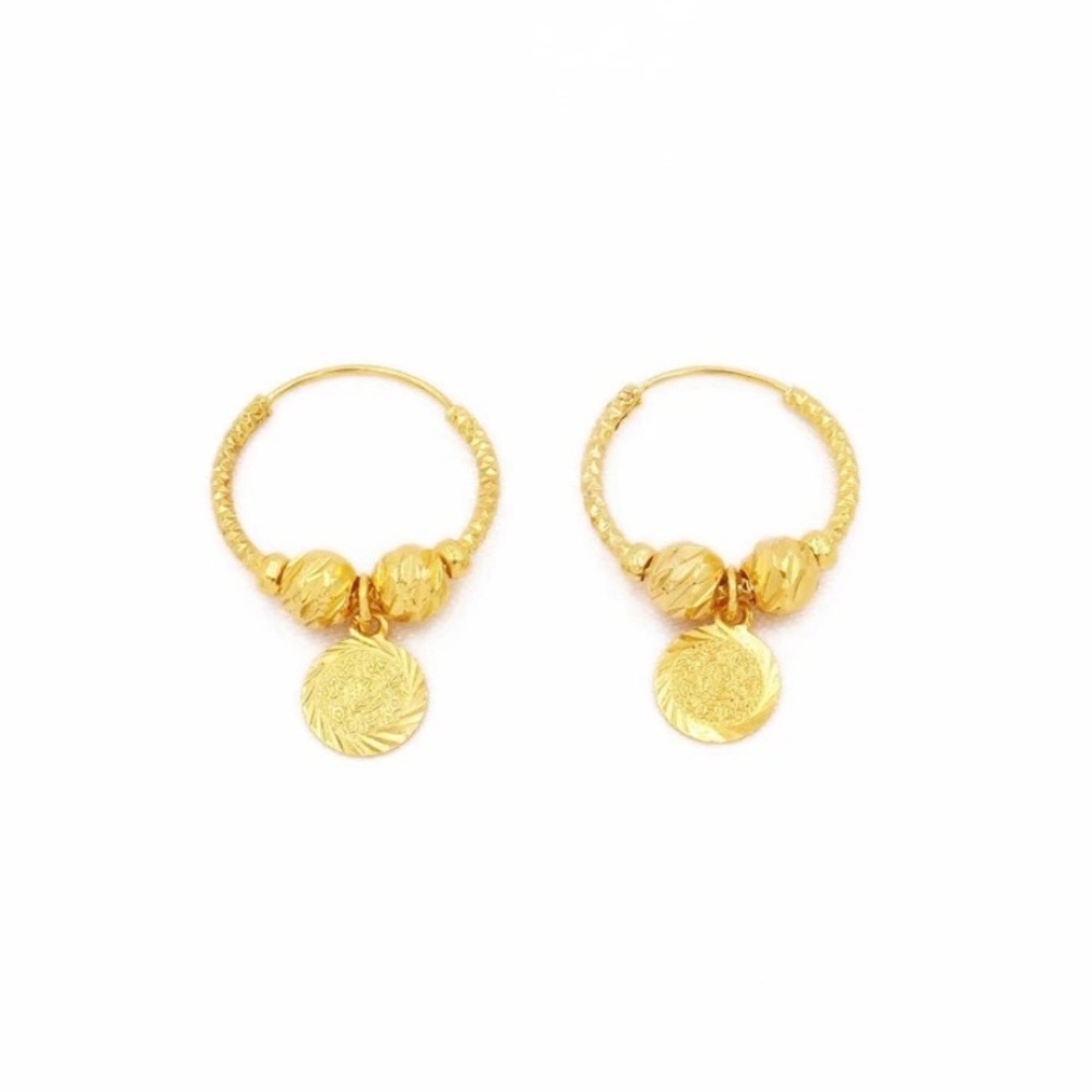 Gold Plated Arabic Coin Earring